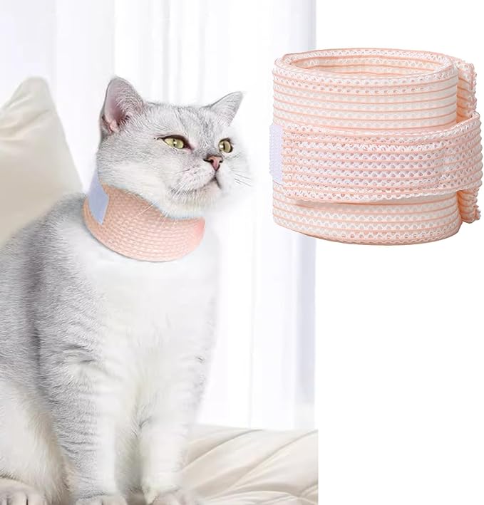 Cat Neck Brace Cover - Breathable & Adjustable Elizabethan Collar for Post-Surgery Recovery Anti-Scratch Anti-Lick Protection, Cervical Cone for Small Medium Large Dogs Puppies Kittens (Medium,Pink)