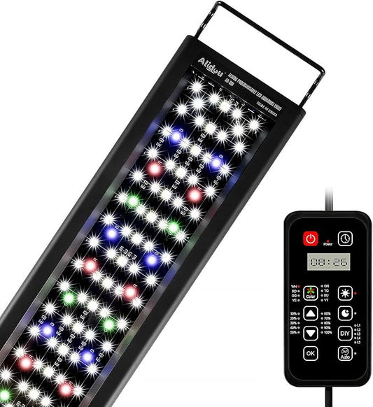 Advanced 7-Row LED Aquarium Light, Easy Setup Controller, Auto On Off Full Spectrum Fish Tank Light, 24/7 Lighting Cycle, 8 Colors, 10 Level Dimming, 48W for 36"-42" Freshwater Planted Tank