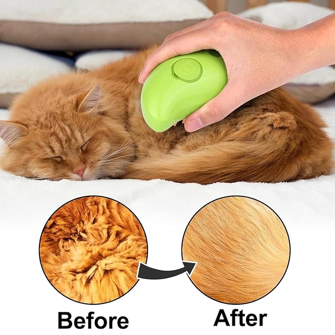 2024 Multifunctional Pet Brush for Detangling and Hair Removal - 3-in-1 Grooming Comb with Massage Function for Cats and Dogs (Khaki)