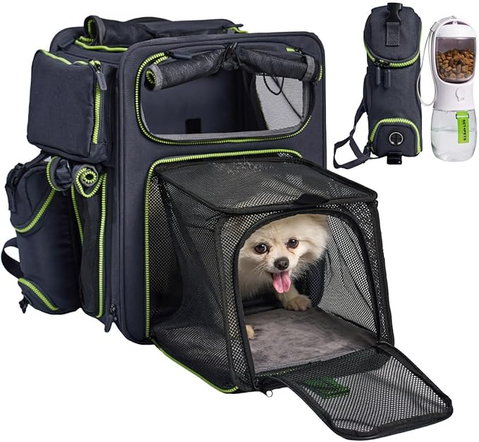 Cat Backpack Carrier & Dog Car Seat for Small Pets Up to 25 lbs - Expandable Cat Carrier Backpack with Safety Leash and Breathable Mesh - Waterproof for Travel - 3 in 1