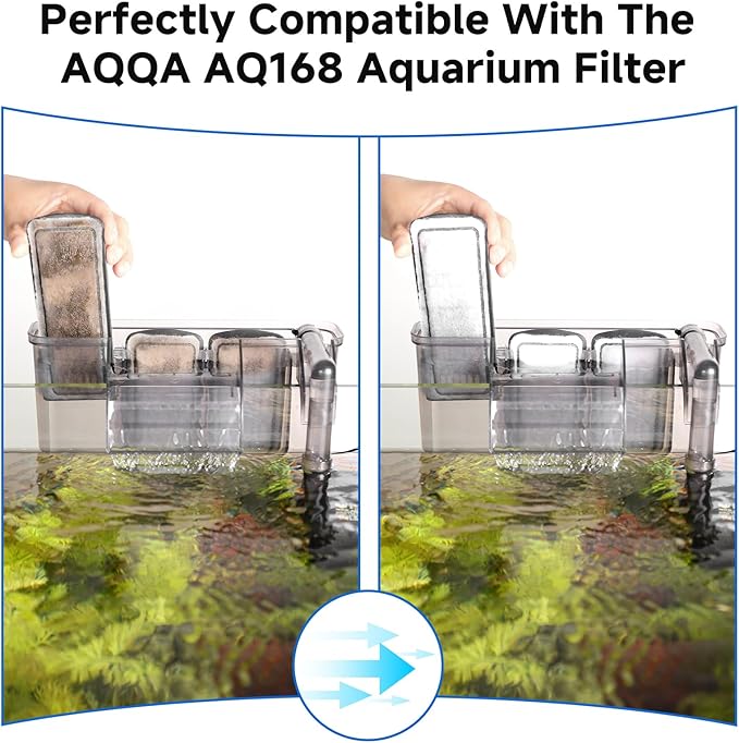 AQQA 8 Packs Aquarium Filter Cartridges with Activated Carbon - Remplacement Fish Tank Filters Cotton