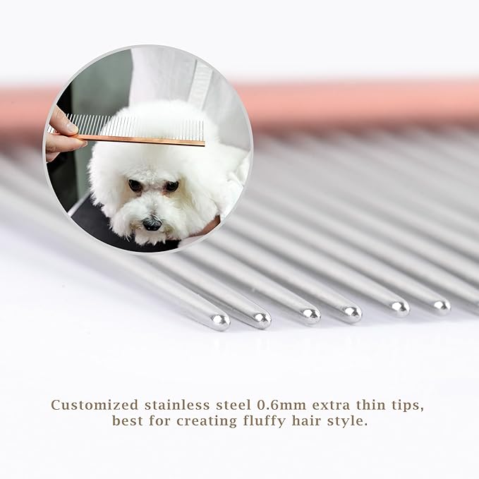 2-in-1 Greyhound Comb for Dogs, Meler Greyhound Comb (Half Curved/Coarse), 86 Stainless Steel Pins Dog Comb, Aluminum 24.5cm Handle, Lightweight, Remove Dogs’ Eye Debris, Fur Tangle Free