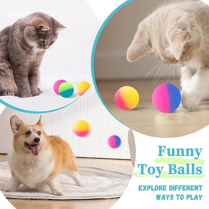Cat Toy Bouncy Balls, 12 Pack 1.65 Inch High Elasticity Bouncing Balls for Cats, Colorful Interactive Pet Toy Gift for Puppy Kitty Indoor Play and Exercise