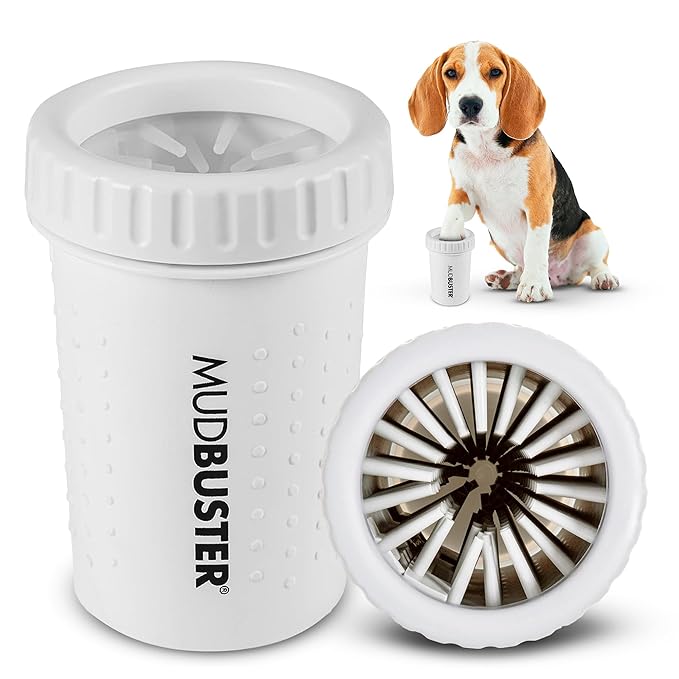 Dexas MudBuster Portable Dog Paw Cleaner, Medium, Bright White Special Edition, Premium Pet Supplies and Accessories