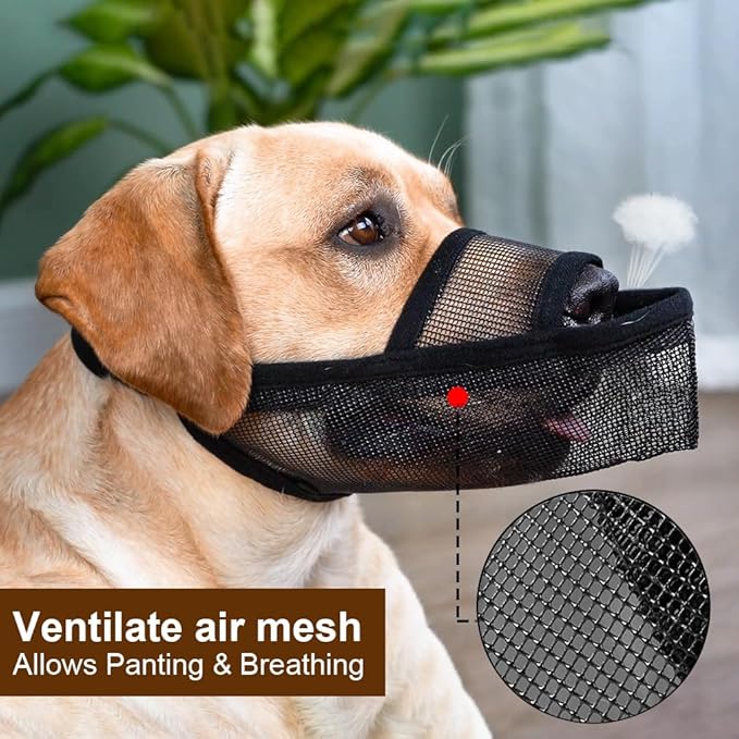 Crazy Felix Nylon Dog Muzzle for Small Medium Large Dogs Dachshund Beagle Poodle Labrador, Air Mesh Breathable and Drinkable Pet Mouth Guard for Anti-Biting Chewing Scavenging (XXS, Black)