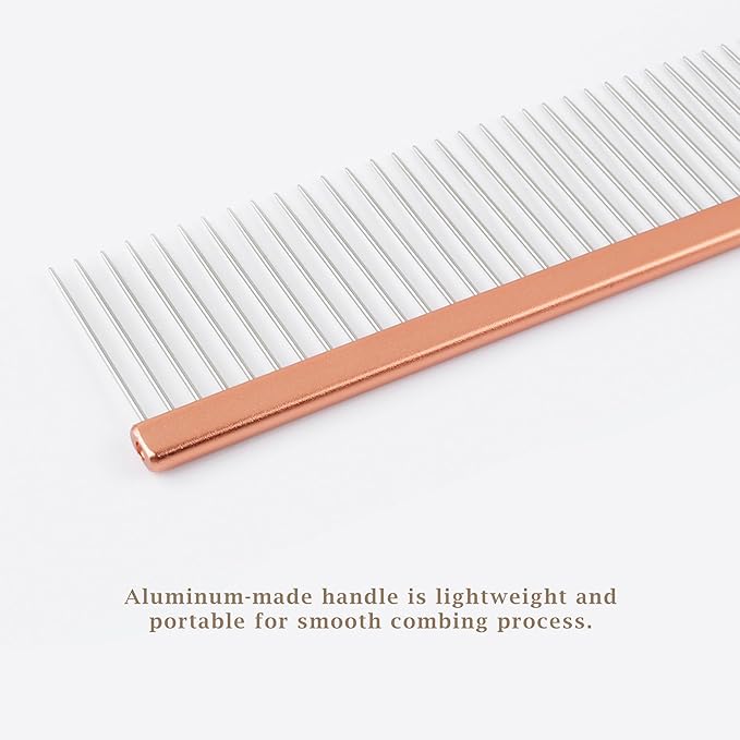 2-in-1 Greyhound Comb for Dogs, Meler Greyhound Comb (Half Curved/Coarse), 86 Stainless Steel Pins Dog Comb, Aluminum 24.5cm Handle, Lightweight, Remove Dogs’ Eye Debris, Fur Tangle Free