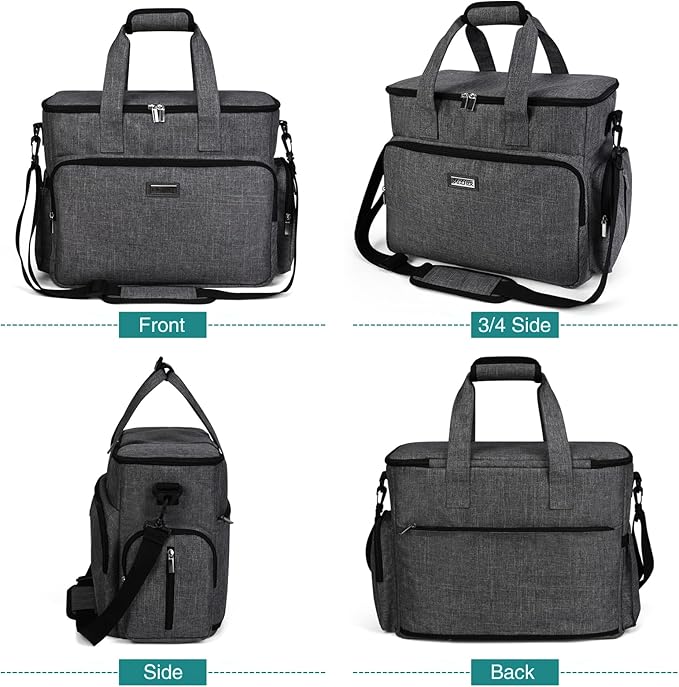 BAGLHER Dog Travel Bag, Airline Approved Pet Tote Organizer with Multi-Function Pockets, 2 X Food Storage Containers and 2 X Collapsible Dog Bowls, Perfect Weekend Pet Travel Set for Dog, Cat Grey