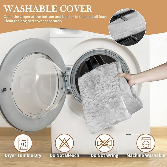 Comfort Expression Small Dog Beds Waterproof Orthopedic Foam Dog Sofa Beds for Medium Dogs Comfy Pet Bed with Washable Removable Cover & Non-Slip Bottom(Small,Grey White)