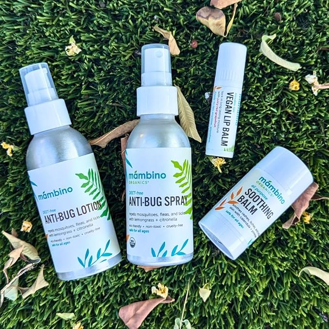 Anti-Bug Spray DEET-Free – Organic, All-Natural Bug Spray Travel Size with Essential Oils – Non-Toxic, Reef Safe, Face-Safe Bug Repellent for Babies, Kids, Adults by Mambino Organics, 2.7oz