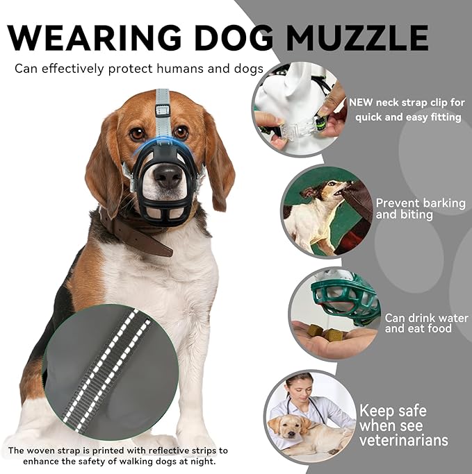Dog Muzzle, Basket Muzzle for Small Medium Large Dogs, Anti-Biting and Chewing, Lightweight & Sturdy Cage Design, Allows Panting & Drinking, Ideal for Grooming & Training(Black Size M)
