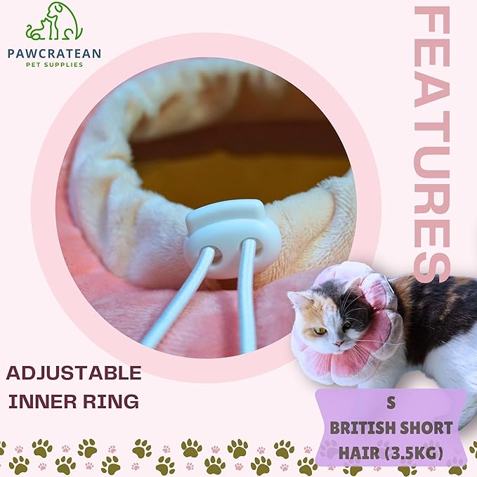 Adjustable Comfy Flower Style Elizabeth Collar for Cats and Puppies Soft Recovery Cone Pet Protective Neck Collar (Pink, Medium)
