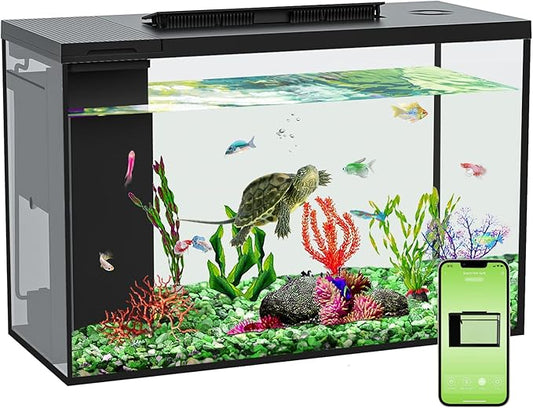 4.5 Gallon Betta Fish Tank self Cleaning, Aquarium kit, Small Fish Tank with Filter Light Water Pump, Fish Tank Starter Kits Fish Bowl