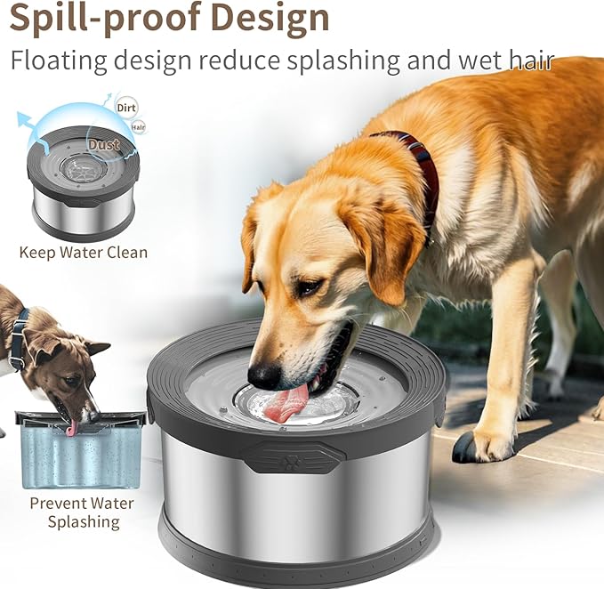 8L Dog Water Bowl 270oz Super Large Capacity No Spill Water Bowl for Dogs Stainless Steel Dog Bowls for Large Dogs No Splash Dog Water Bowl with Anti-Slip Mat for Messy Drinkers