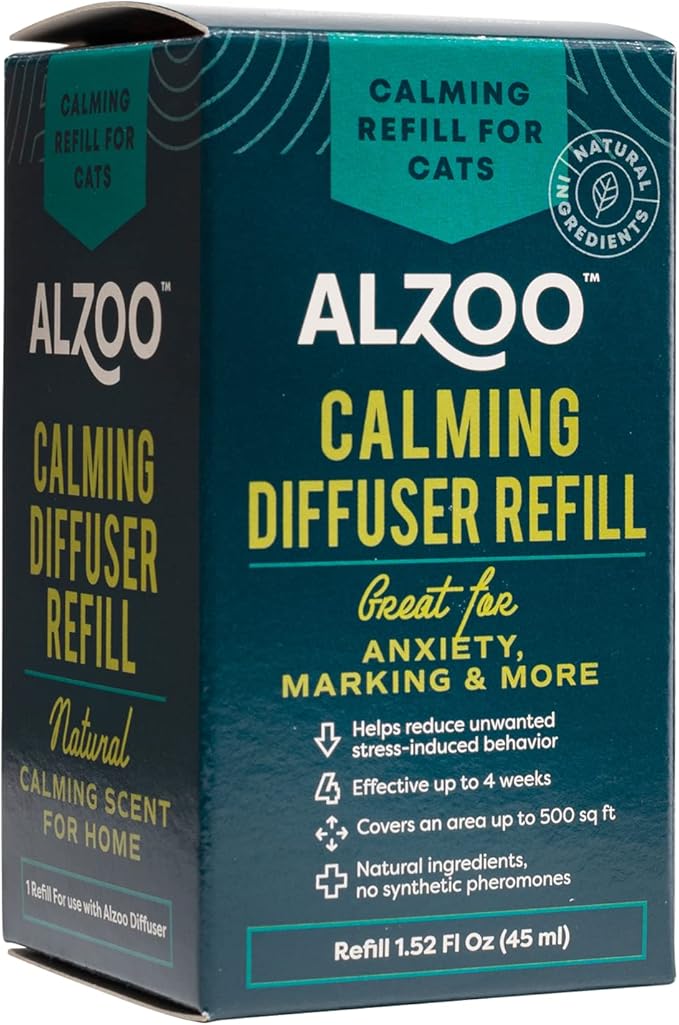 Calming Diffuser Refill for Cats, Helps Reduce Unwanted Stress-Induced Behavior, 100% Plant-Based Active Ingredients, Covers Up to 500 Sq. Ft, 1.52 Fl. Oz.