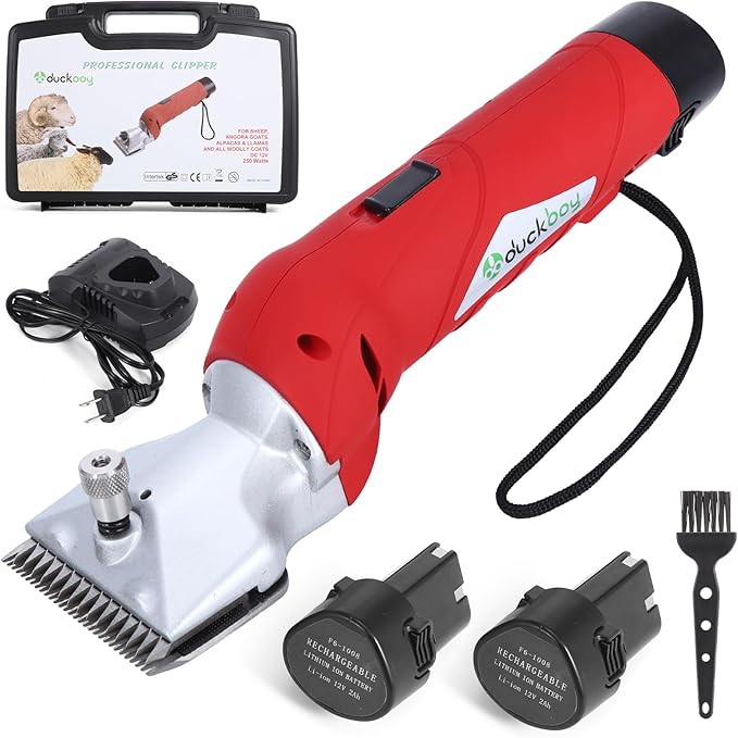 DUCKBOY Cordless Horse Clipper, Rechargeable Battery Powered Animals Shears Grooming Tools for Shaving Fur Wool Tool, Large Livestocks, Llamas, Cattle, Alpacas, Thick Coat Animals Trimmer