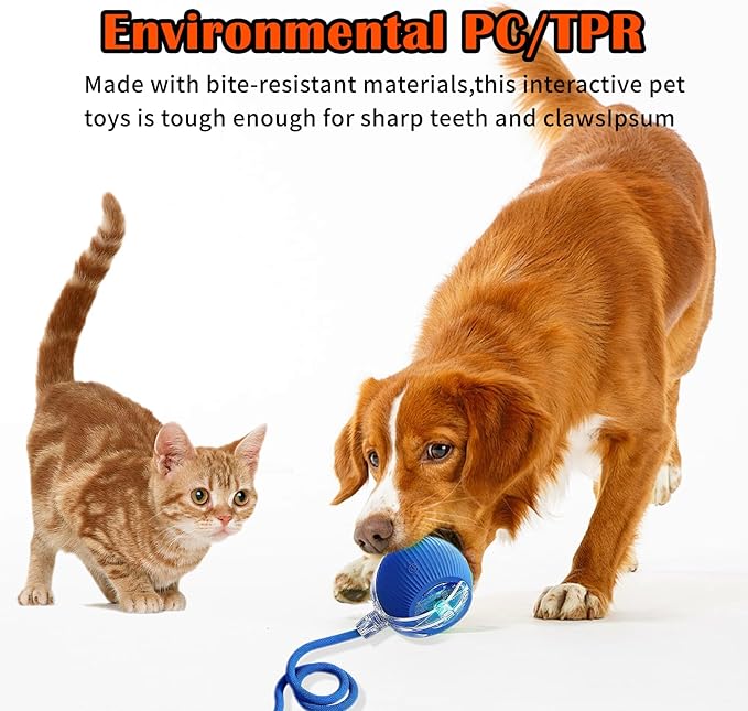 Cat Ball Toy,New Interactive Rolling Cats Dog Toy Balls 360° Smart Automatic Rolling Pet Ball, Fast Moving Toy for Dog,Interactive Toys for Cats (Red)