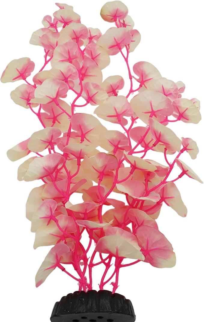 16 Inch Aquarium Fish Tank Plant Betta Fish Tank Decor,2 Pack Silk Aquarium Plants for Aquarium Decoration (White-Pink)