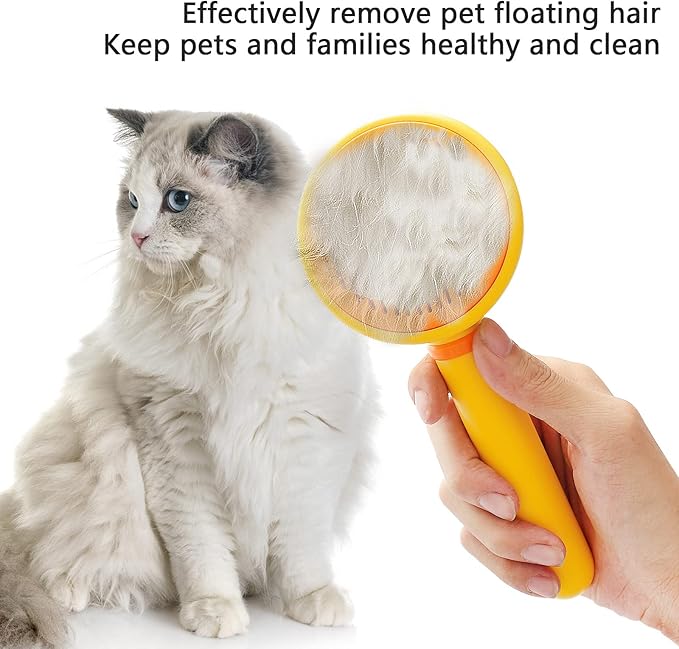 Cat Hair Brush with Release Button for Indoor Cats, Cat Grooming Brush for Long or Short Hair Dogs, Cat Combs for Pet Massage Self-Cleaning Cat Hair Brush