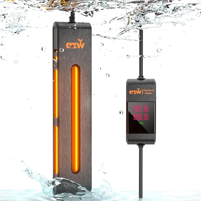 azw Aquarium Heater, 100W Fish Tank Heater for 25-45 Gallon with Digital LED Controller, Frequency Conversion Energy Saving, IPS Anti-Boiling Fish, 7 Intelligent Protections for Freshwater/Saltwater