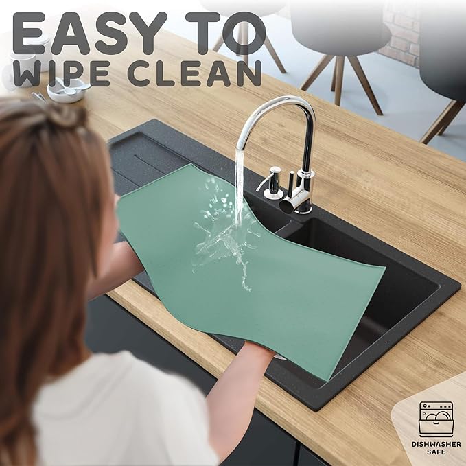 Dog Food Mat - 28x18 Raised Edges Dogs Mat for Food and Water Prevent Spill, Waterproof Cat Food Mats Protect Floors, Easy Clean Dog Bowl Mats for Food and Water, Silicone Pet Feeding Placemats