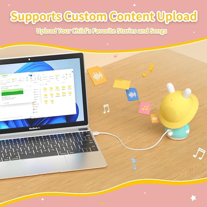 alilo Bunny Kids Music Player, Storytelling Toys for Toddler 1-3-5,Infant Baby Boy Girl Gifts Pre-Loaded 30 Stories/48 Nursery Rhymes/12 Soothing Music,with Nightlight,Bluetooth,Record Function