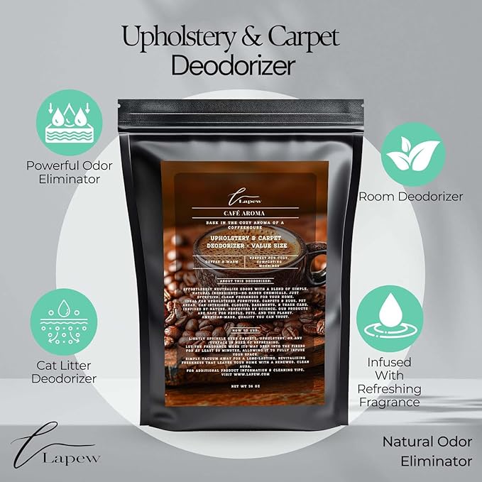 Café Aroma Carpet Freshener Powder Refill 36 oz | Powerful Odor Eliminator for Home | Upholstery Deodorizer | Carpet Deodorizer | Pet Urine | Cat Litter Box