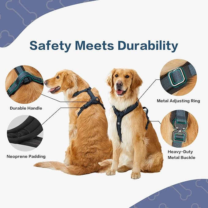 CLEPAWS Dog Harness for Small Dogs, No Pull Dog Harness Easy Walk with Metal Hardware, Ergonomic Y-Shaped Design, Soft Padding, Padded Handle, Durable High-Tensile Nylon (Nightfall, S)
