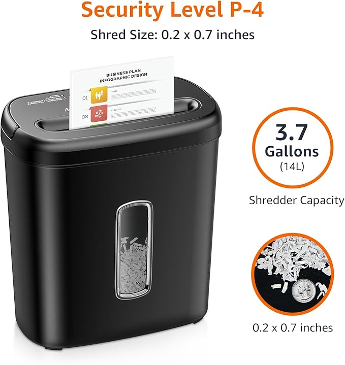 Amazon Basics 8-Sheet Cross Cut Paper Shredder and Credit Card Shredder - Black