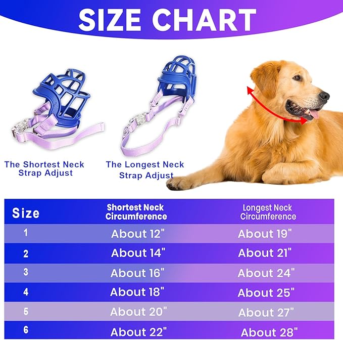 Dog Muzzle, OKKIC Basket Muzzle Anti Biting Chewing, Sturdy Lightweight Muzzle Allows Panting Drinking,Muzzle for Small Medium Large Dogs, Suitable for Grooming Trimming Training (Blue, Size3)