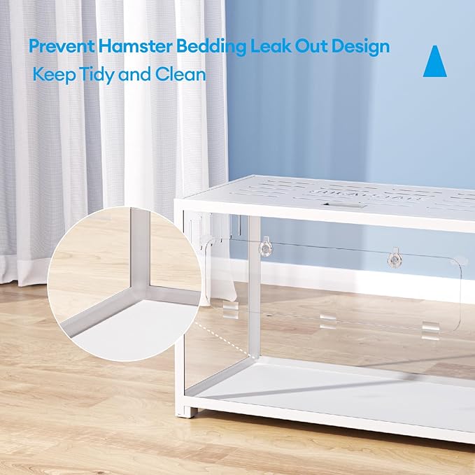 BUCATSTATE Hamster Cage Metal 2.0 - Small Animal Habitats Large Stackable with Top Access Easy Assemble 31.4L*17.6W*20H Inches Dwarf Syrian Hamster House for Guinea Pig, Gerbil (552sq inch White)