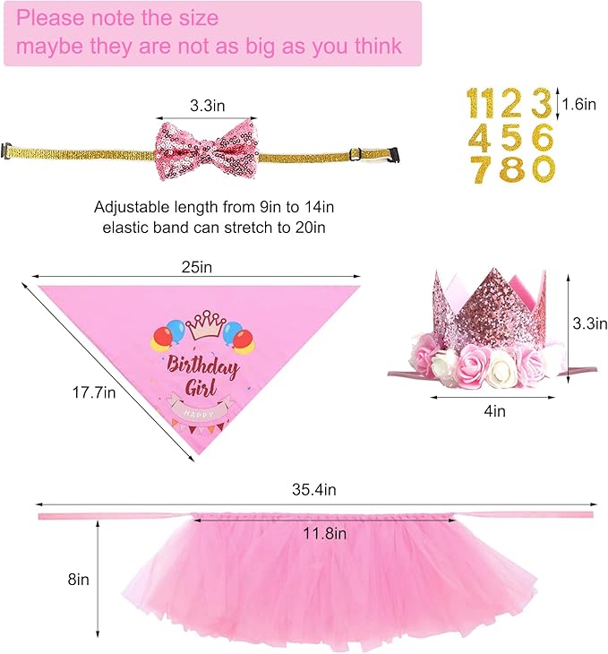 Dog Birthday Party Supplies, Pink Dog Birthday Decorations, Lets Pawty Balloons Banner Hat Bandana Tutu Skirt Outfit for Small Medium Dogs