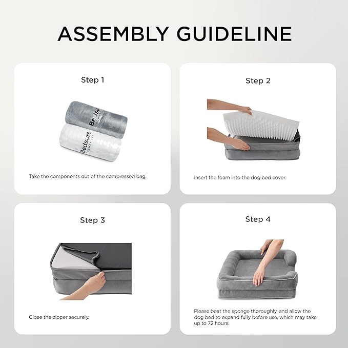 Bedsure XL Plus Orthopedic Dog Bed for Extra Large Dogs - Washable XLarge Dog Cat Bed Waterproof, Comfort Dogs Couch Sofa with Washable Removable Cover, Pet Bed with Nonskid Bottom, Grey, 48"