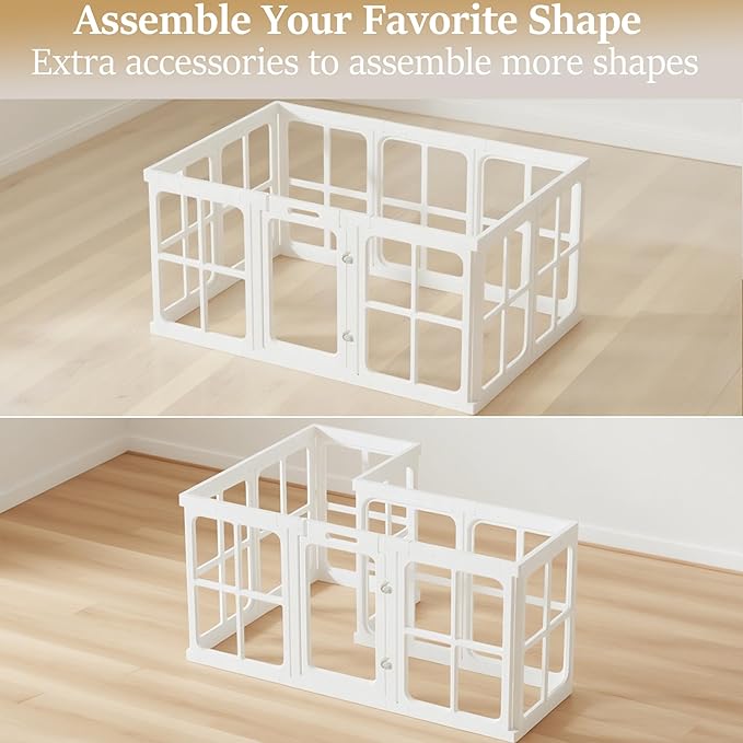 Clear Acrylic Dog Playpen with Door, for Puppy Cat Rabbit Transparent Pet Pen, Dog Playpen Indoor, Dog Fence, Easy Assemble & Cleaning Dog Pen for Small & Medium Dogs (23.6“ Height, 10PCS)