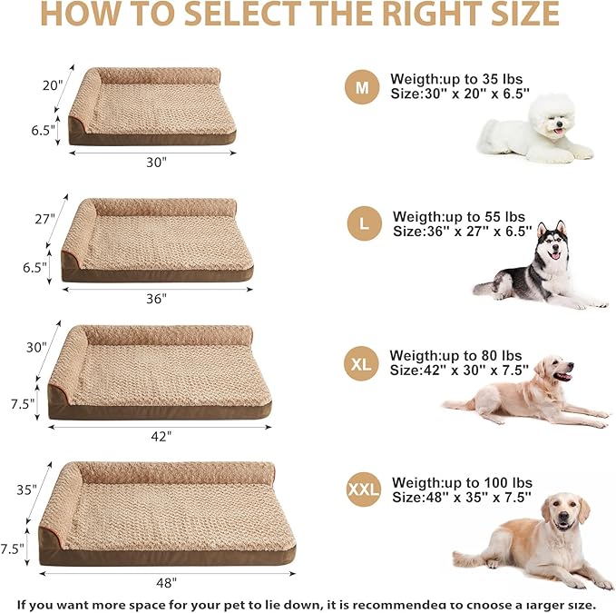 BFPETHOME Orthopedic XXL Dog Bed for Extra Large Dogs, Waterproof Sofa with Sides, Non-Slip Bottom and Egg-Crate Foam Couch Bed with Washable Removable Cover