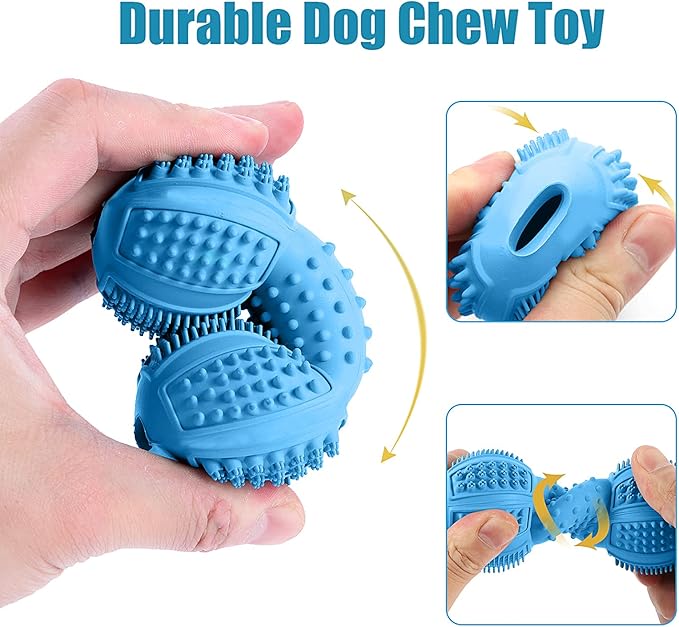 Dog Chew Toys 4 Pack, Dog Toys for Aggressive Chewers Small Medium Large Breed, Multifunctional Teeth Cleaning and Gum Massage, Tough Dog Toys with Natural Rubber for Puppy and Medium Large Dog