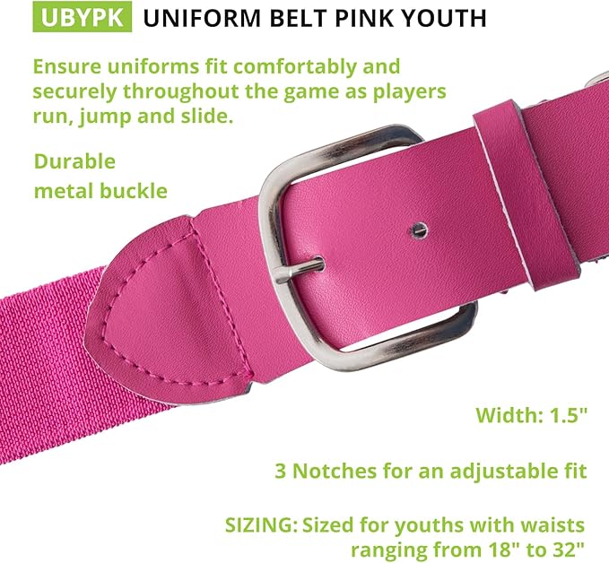 Champion Sports Baseball/Softball Uniform Belt, Comfort Stretch Fit Durable Syntex Tab - Youth & Adult Sizes, Multiple Colors