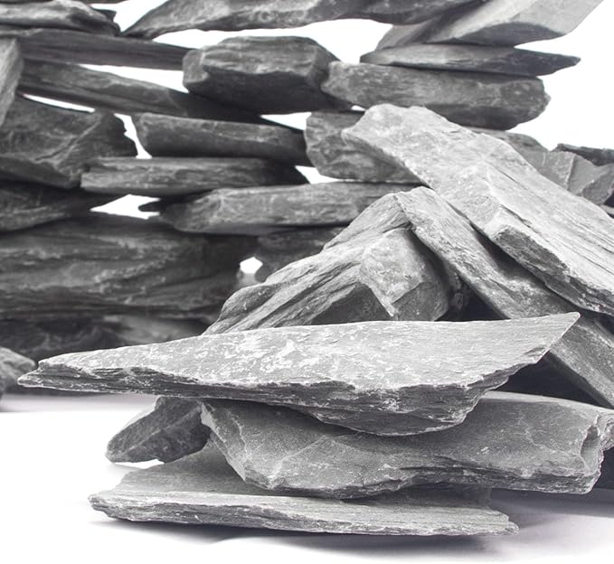 CFKJ [18 Pounds] Natural Slate Stone Rocks, 3 to 5 inch Slate Stone Rocks for Aquascaping, Aquariums, Terrariums, Amphibian Enclosures