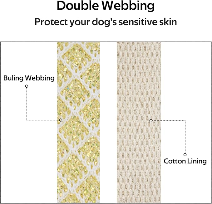 Dog Collar with Waterproof AirTag Holder & Anti-Lost QR Code, Cute Bling Warpping Adjustable Width for Small Medium Large Pet (Yellow, M)