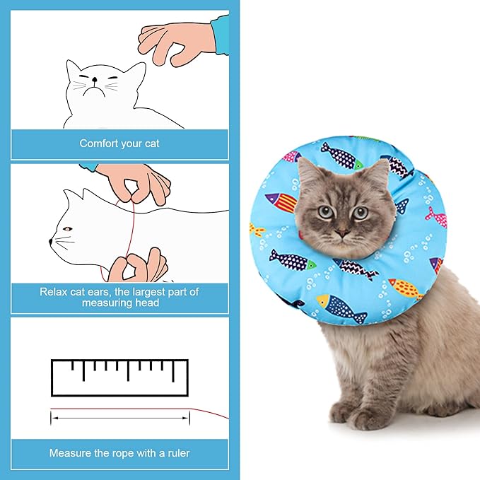 Cat Cone Collar Soft Cute Adjustable Cat Donut Recovery Collar Elizabethan Cats Cones to Stop Licking Comfortable Anti-Bite Neck Cone for Pet Kittens After Surgery