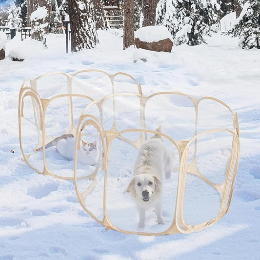 Cold Resistant Cat Playpen PVC Dog Playpen - Portable & Foldable Indoor Outdoor Puppy Playpen - Insulated 2-Room Dog TentCrate Cage Kennel, Playpen for Kitten, Small Animals Play Pen