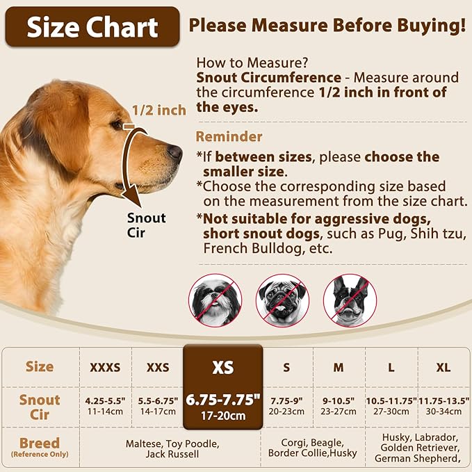 Crazy Felix Nylon Dog Muzzle for Small Medium Large Dogs Dachshund Beagle Poodle Labrador, Air Mesh Breathable and Drinkable Pet Mouth Guard for Anti-Biting Chewing Scavenging(XS, Blue)