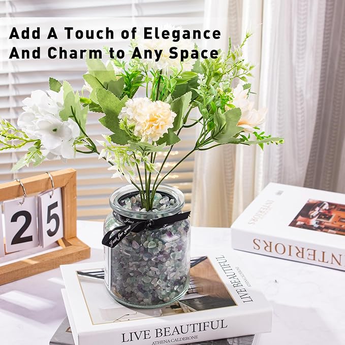 14 Oz Fluorite Aquarium Gravel Rocks Crystal Chips Stones, Natural Tumbled Healing Crystal Chips Bulk Polished Crushed Stones Pebbles for Vase Fillers, Aquarium and Home Decoration, 5-7mm