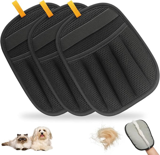 2025 Newly Upgraded Pet Hair Removal Gloves for Cats & Dogs, Electrostatic Grooming Gloves for Pet Hair, Five-Finger Reusable Pet Hair Remover Tool for Clothes, Bed, Couch, Carpet, 3 Pcs