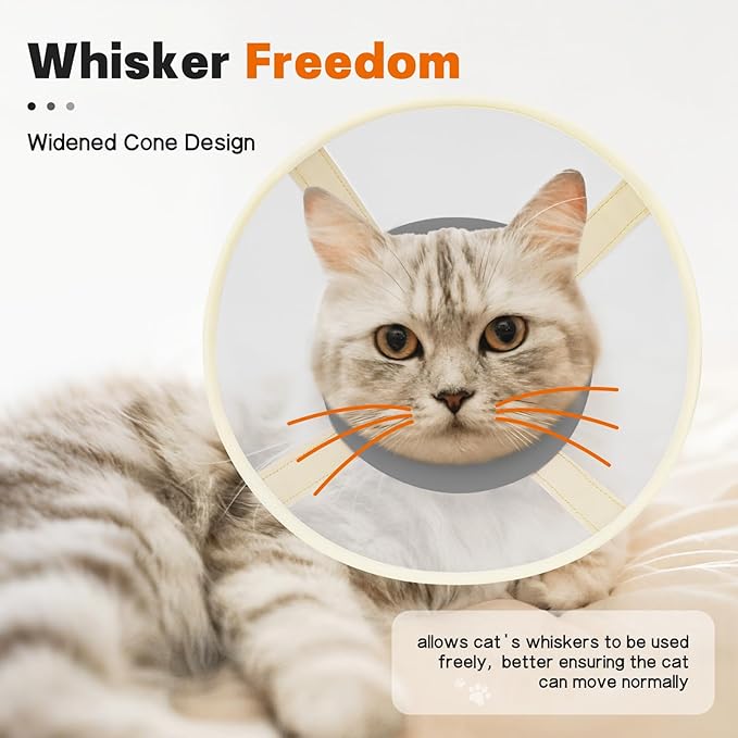 Cat Cone Collar Soft- Adjustable Comfortable Air Mesh Recovery Cone After Surgery to Stop Licking and Scratch, Alternative to Plastic Elizabethan Collar for Cat, Whiskers Freedom (Grey, XS)
