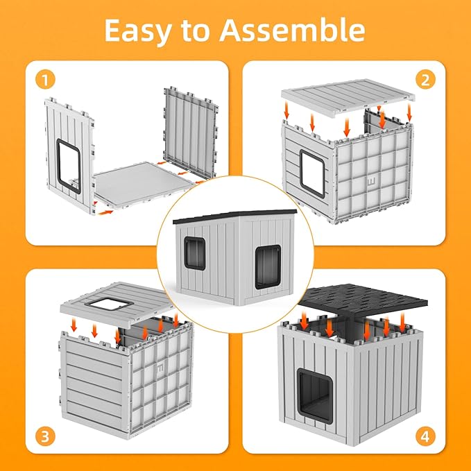 Dog House Small Dog Houses Outdoor with Sloped Roof Waterproof Ventilated Design Easy to Clean Elevated Floor Easy Assembly for Middle Sized Dogs