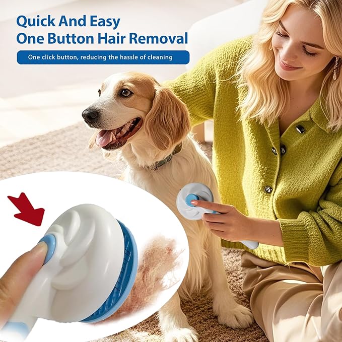 4Piece Dog Grooming Brush Set with Grooming Gloves, Deshedding Comb & Massage Bath Brush - Multifunctional Pet Hair Removal Tools for Shedding, Bathing, Brushing (Blue)