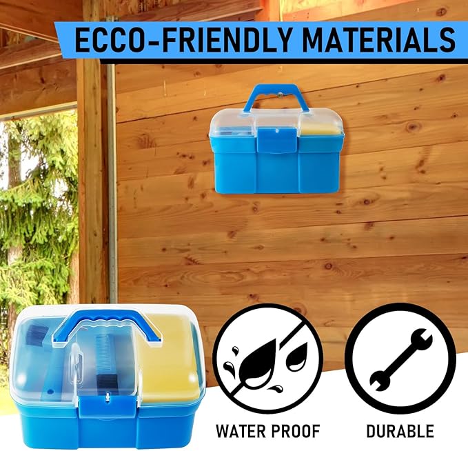 Cunhill 9 Pieces Horse Grooming Kit Tack Room Supplies Set with Organizer Tote Box, Oval Massage Curry, Hard and Soft Brush, Hoof Pick, Sweat Scraper, Bathing Sponge, Combs for Horse Riders Beginners