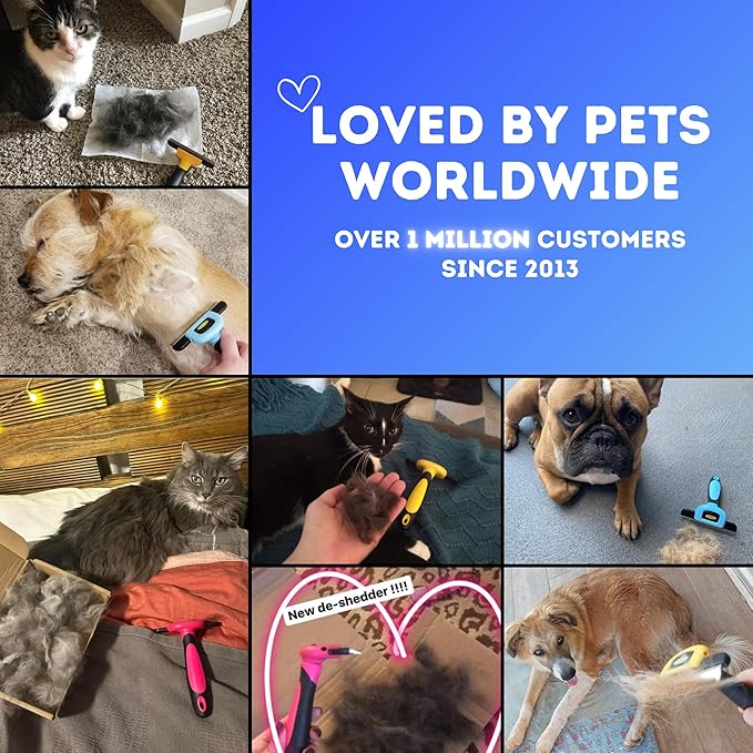 DakPets Stainless Steel Deshedding and Dematting Tool | Professional Pet Grooming Fur Brush for Cats and Dogs Hair Removal