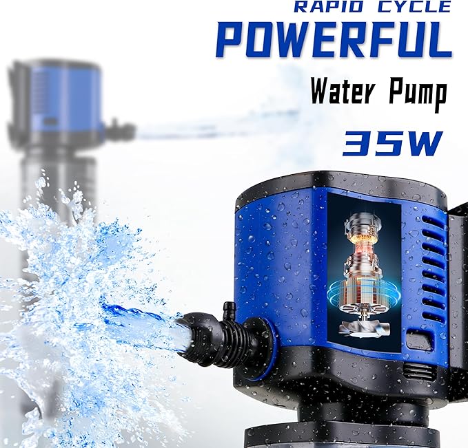 COOSPIDER Aquarium Filter Pond Filter for 100-300 Gallon, 660GPH Powerful Filtration Pump, Submersible Canister Filters for Fish Tank, Turtle Tank, Cold Plunge, Ice Bath Tub, Wavemaker, Oxygen Supply