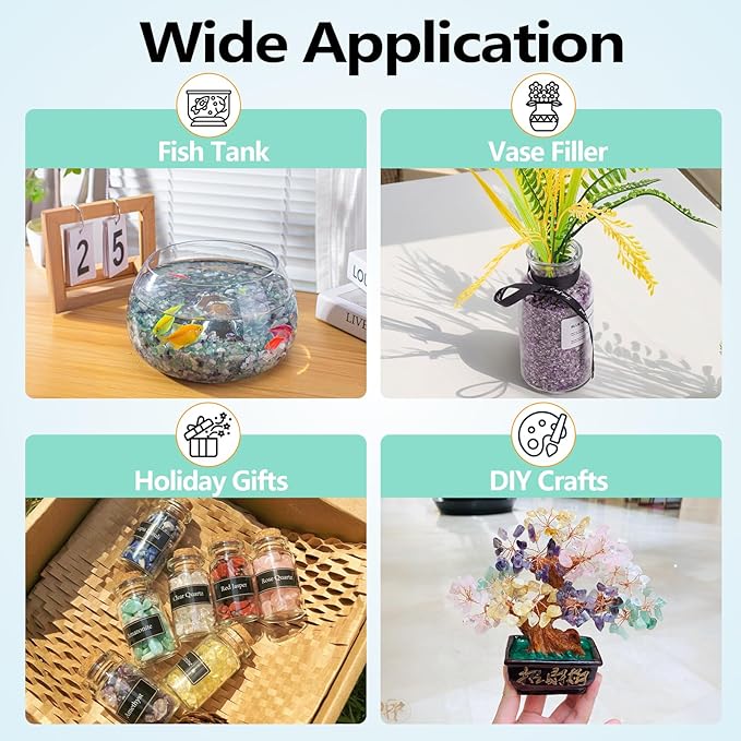 Amethyst Crushed Stone Natural Tumbled Healing Crystal Chips Bulk, 0.88 Lb Crushed Crystal Quartz Irregular Shaped for Decorative Fish Tank Vase Fillers Aquarium Gravel Rocks